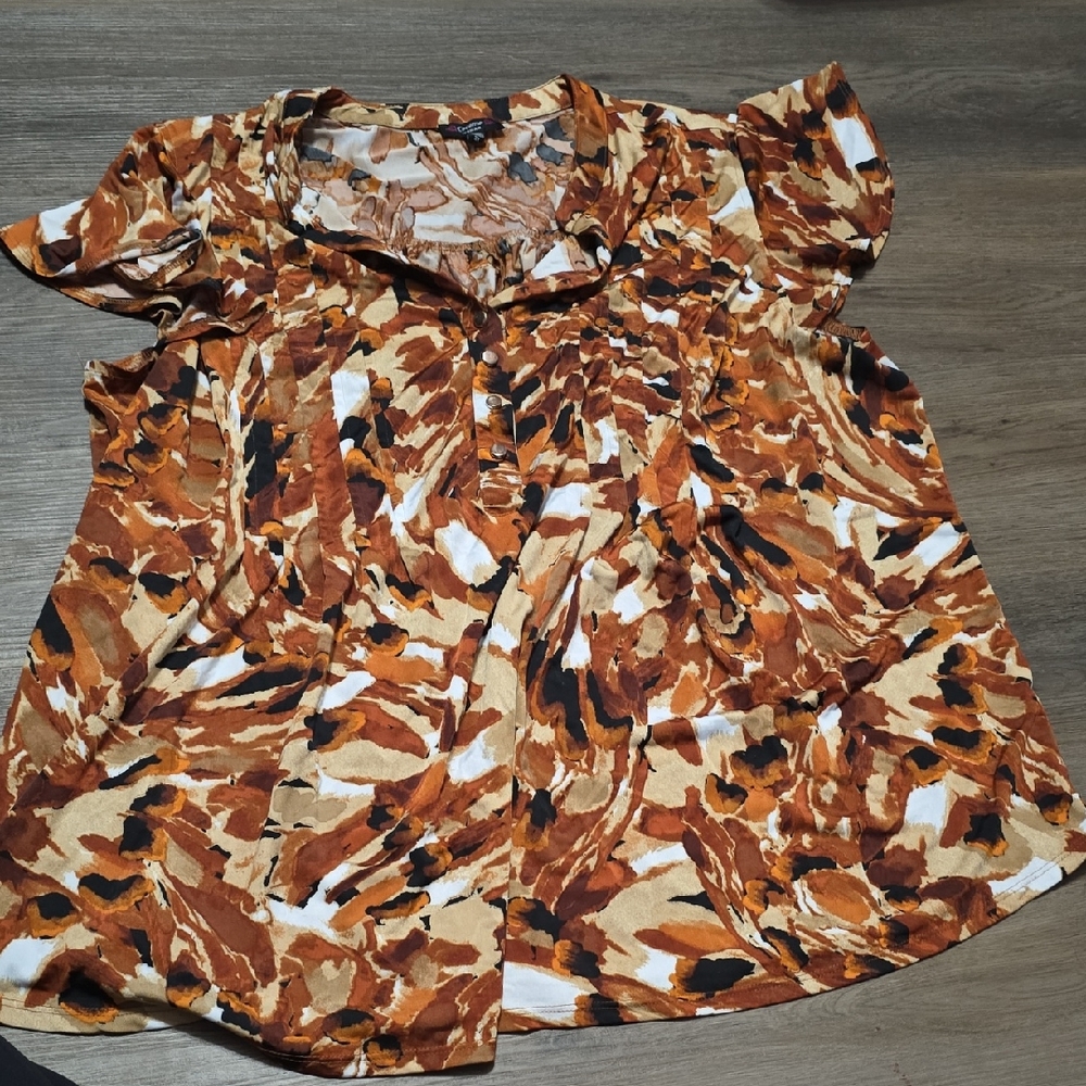 Cocomo Women's Brown and Tan Patterned Blouse
